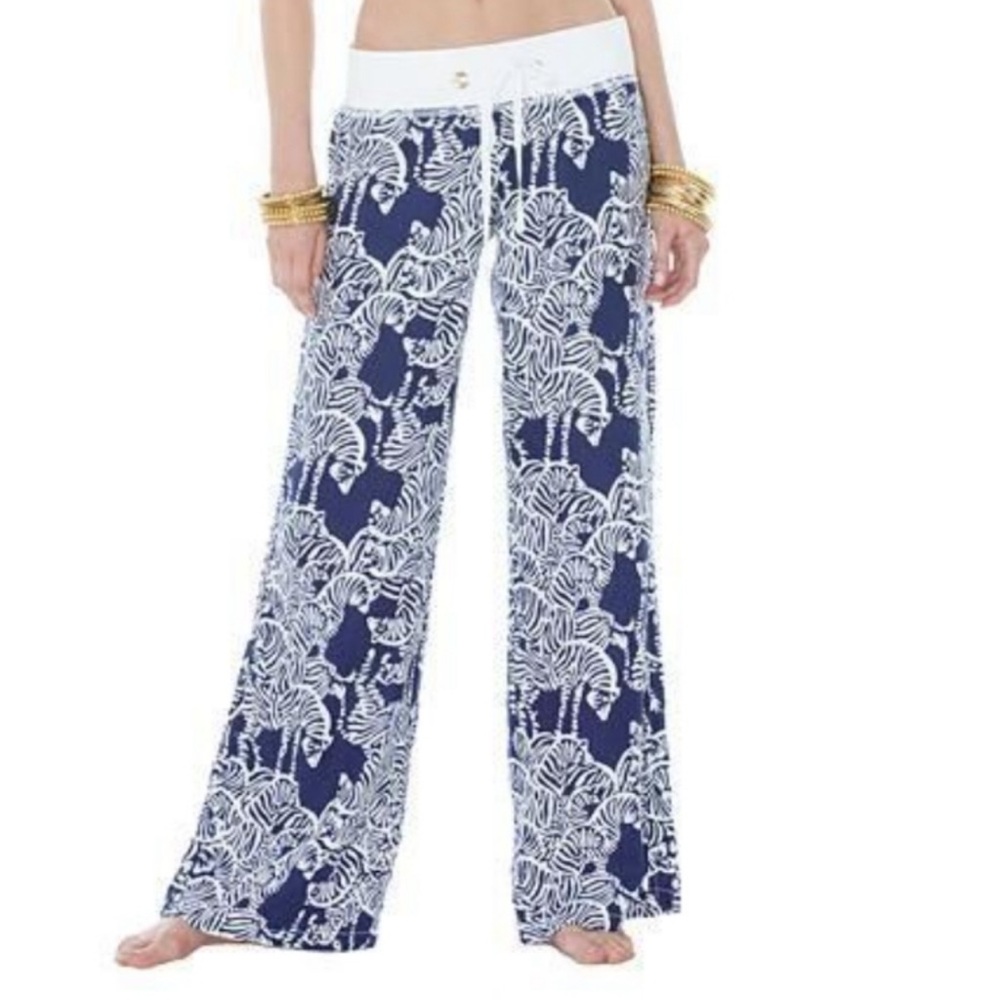NWT Lilly Pulitzer Linen Beach Pant Bright Navy I Herd You XL